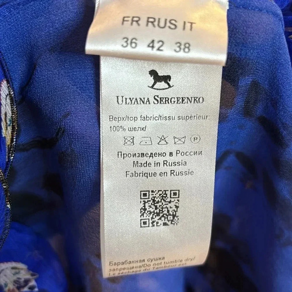 NWOT ULYANO SERGEENKO summer 2023 printed sink dress in blue with print sz fr36 - Picture 5 of 10